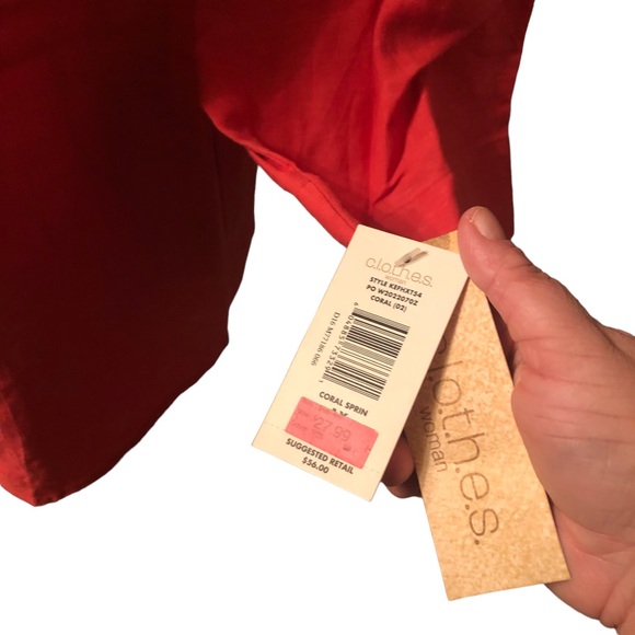 Clothes Woman Coral Button Down Blouse size 1X - Picture 5 of 8